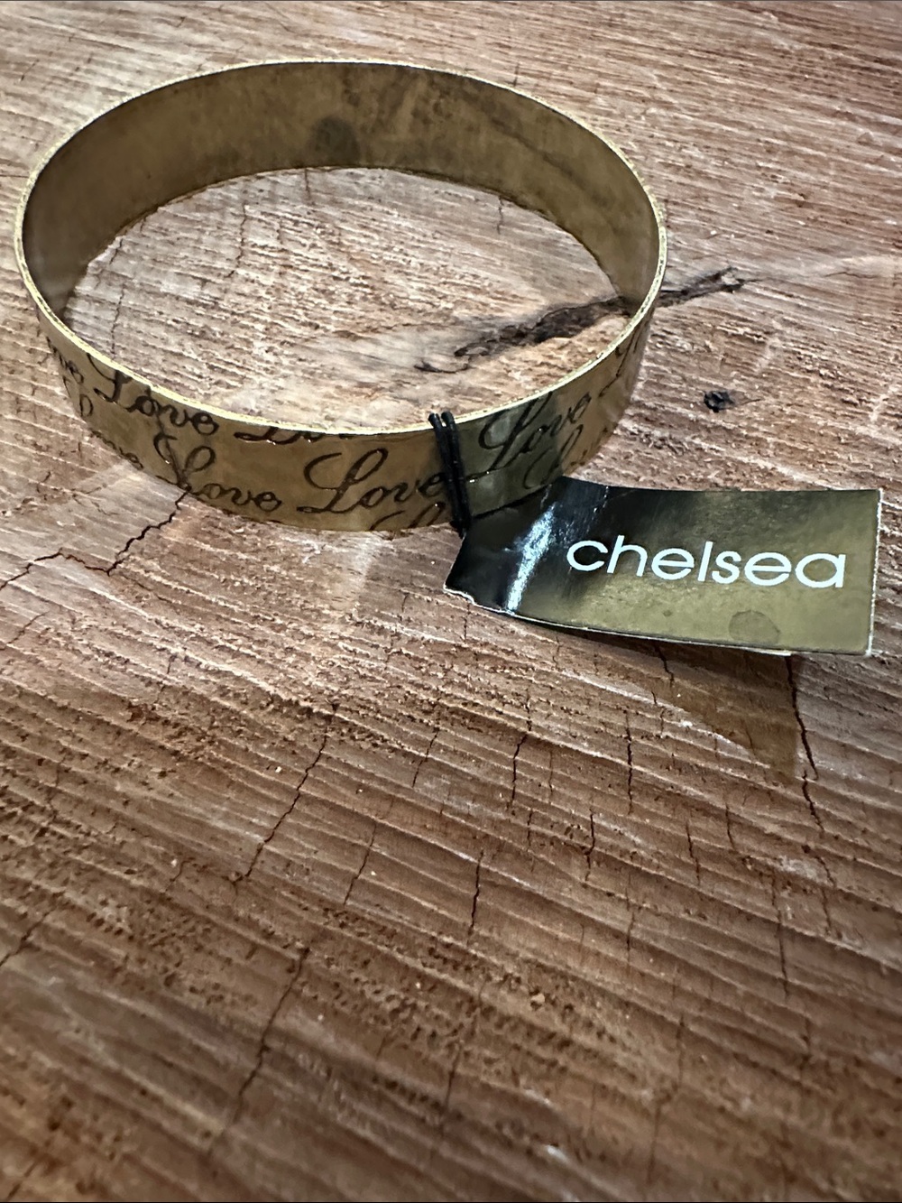 Chelsea Gold 'Love' Script Bangle Bracelet